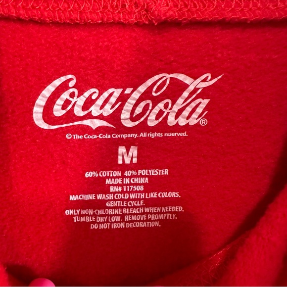 Coca-Cola Unisex Fleece Hoodie Sweatshirt in Red Medium - Picture 4 of 5